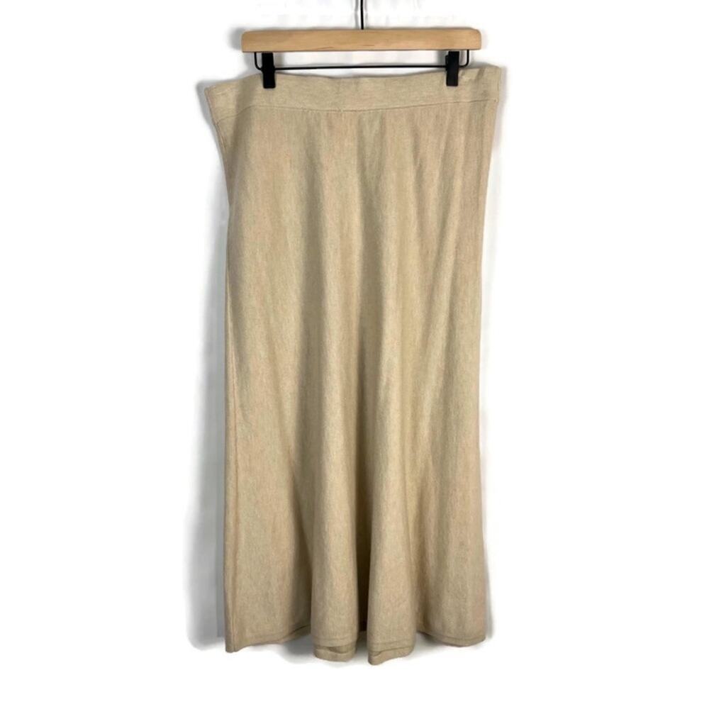 Cream/Tan Knit A-Line Midi/Maxi Skirt, Size US 12-14 Soft & Cozy Fall/Winter